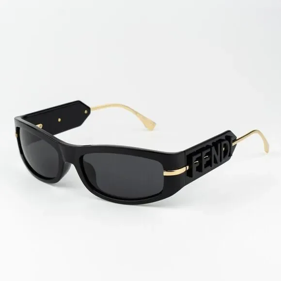 Fendi SHADOW Women Sunglasses Oval Black Smoke Grey FE40120I 01A BRAND NEW