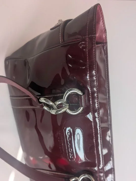 Coach Plum/Burgundy patent leather handbag