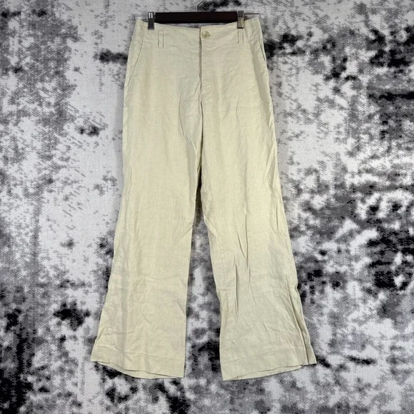 Banana Republic Harrison‎ Pants Womens Size 2 Beige Linen Flare Hippie