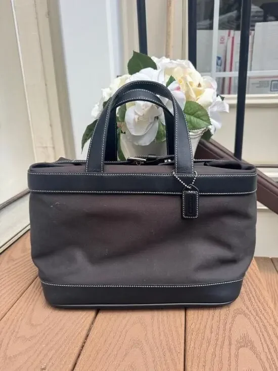 new COACH 5459 TRAVEL CANVAS LEATHER TOILETRY BAG TOTE (pu110