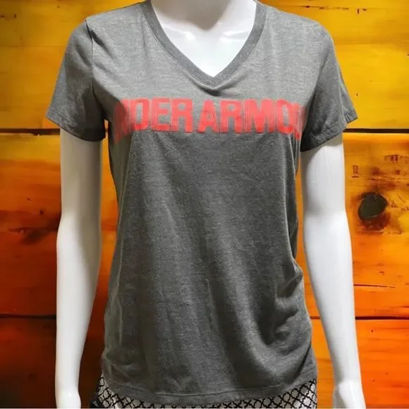 Under Armour Short Sleeve‎ V-neck T-Shirt Women's Gray XS