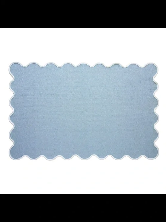 My Texas House Blue Scallop Indoor/Outdoor Layering Rug 38” x58” XL