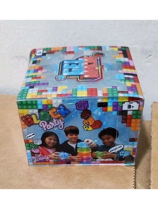 Gel Blocks Block Party So Glittery Stack Me Squish Me Fidget Toy New Blue Tiktok