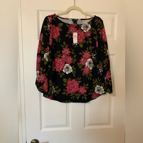 NWT Ann Taylor Factory 3/4 Sleeve Floral Blouse Size‎ Large Elegant Feminine