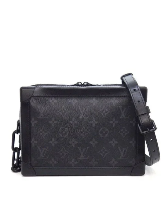 Louis Vuitton Shoulder Bag Soft Trunk Black Gray Monogram Eclipse Leather