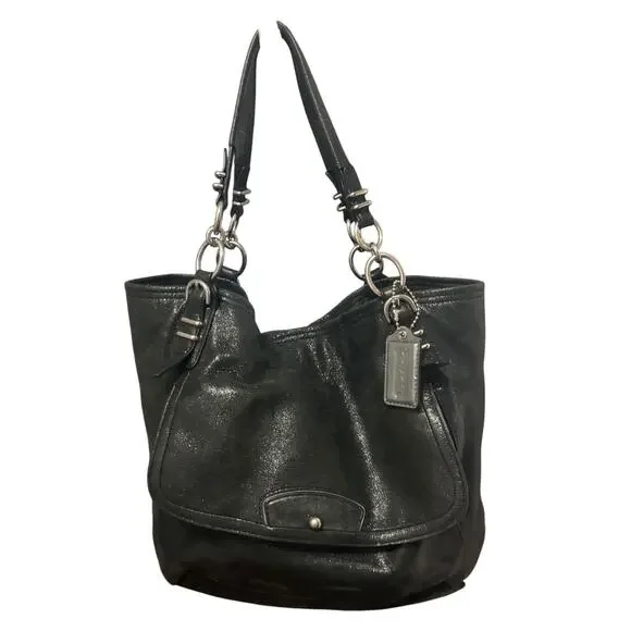 Coach Black Metallic Kristin Pinnacle Leather Classic Tote