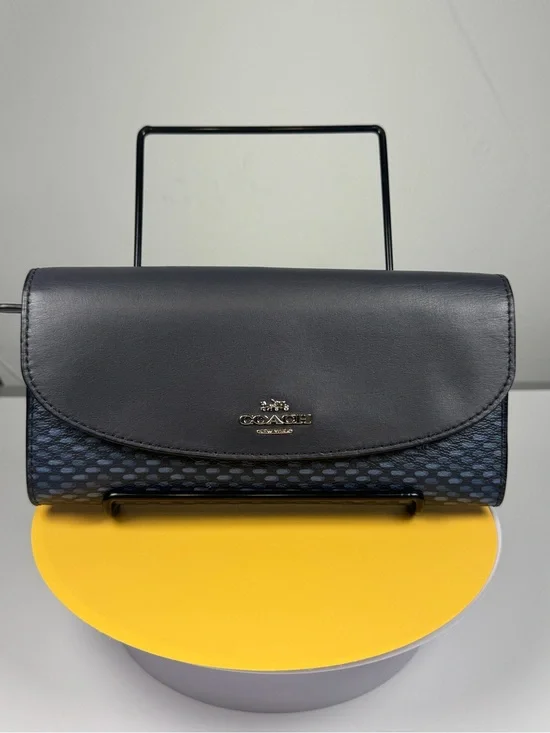 Coach Navy Leather Long Wallet or Clutch