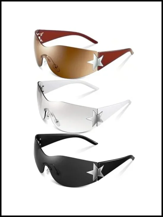 UV400 UVB Shield Wrap Around Sunglasses Trendy Frameless Y2K