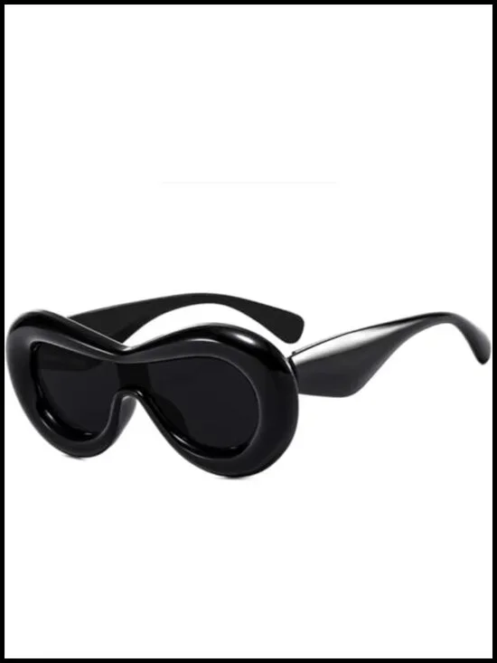 Retro Oval Oversized Shield Sunglasses with UV400 Protection