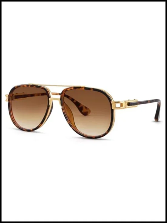 Metal Double Bridge Aviator Sunglasses with UV Protection