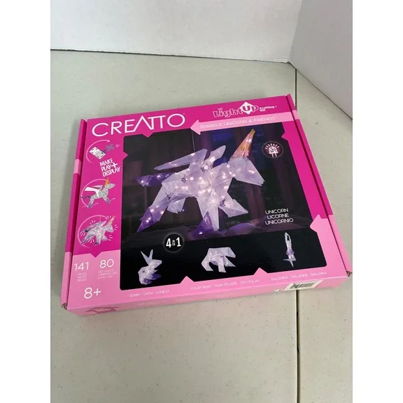 Creatto Sparkle Unicorn & Friends‎ Light Up 4-in-1 Crafting Kit 141pc LED New