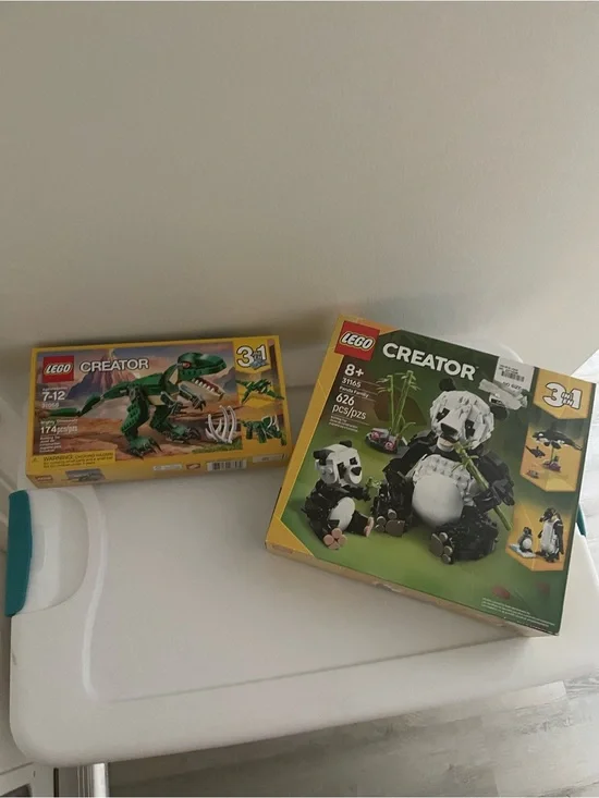 Lego Creator Panda Family & Dino Building Sets - Green, Black, White, Yellow