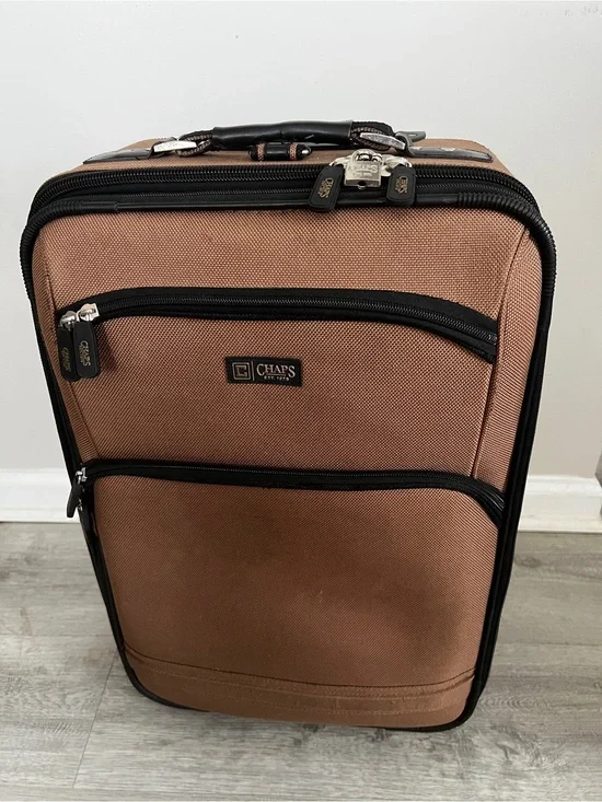 RARE Vintage Ralph Lauren Chaps Rolling Suitcase Luggage Tan