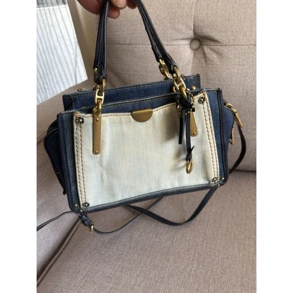 Coach Mini Dreamer 21 Denim ColorBlock  Satchel Crossbody Bag EUC