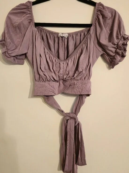 Urban Outfitters lavender peasant crop top
