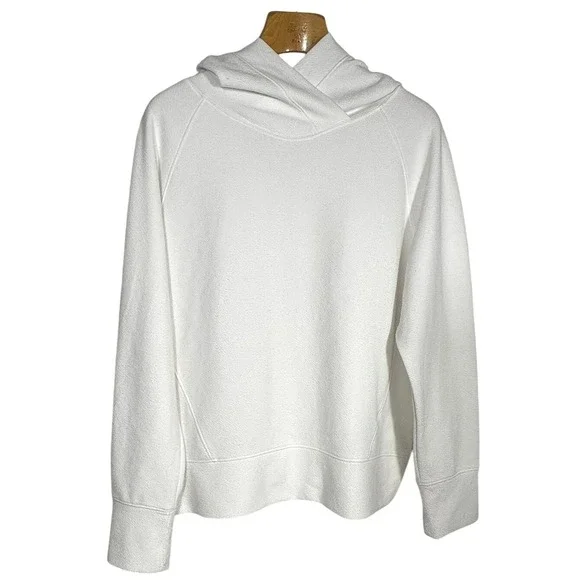 Akini White Textured Pullover Hoodie Long Sleeve‎ Casual Athleisure Women Small