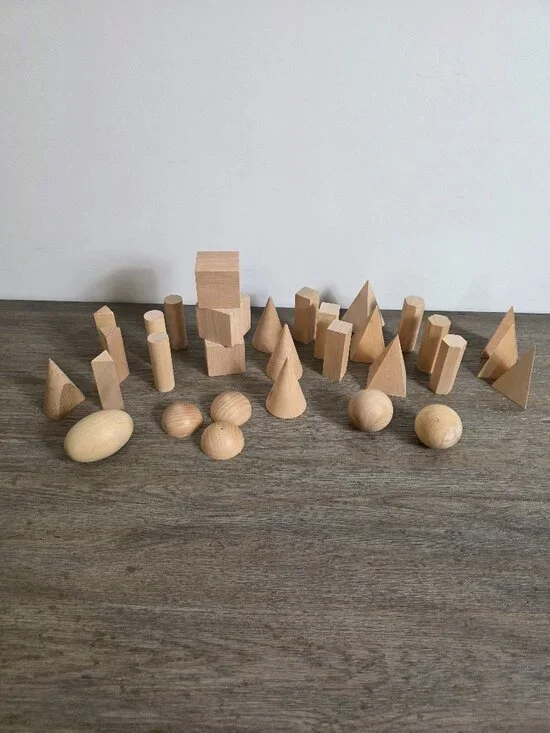 31 Pcs Wooden Geometric Solids Educational Toys Montessori Homeschool Classroom
