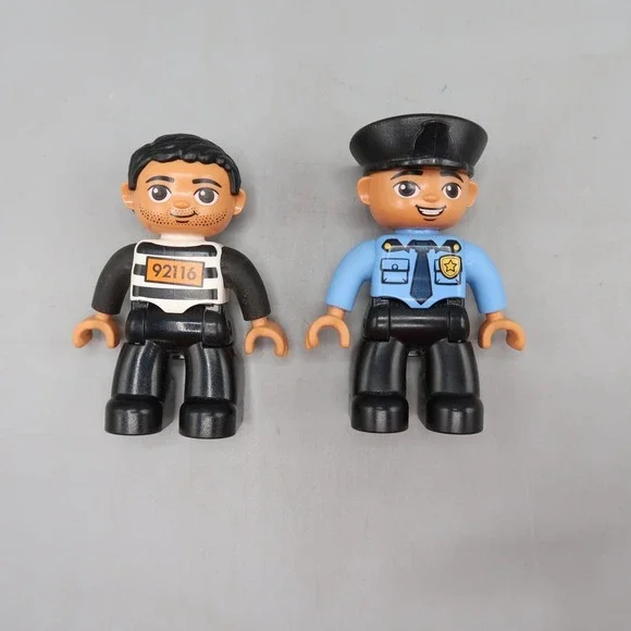 Lego Duplo Police Officer Man Cop Convict Figure Jail Prisoner Set Robber lot