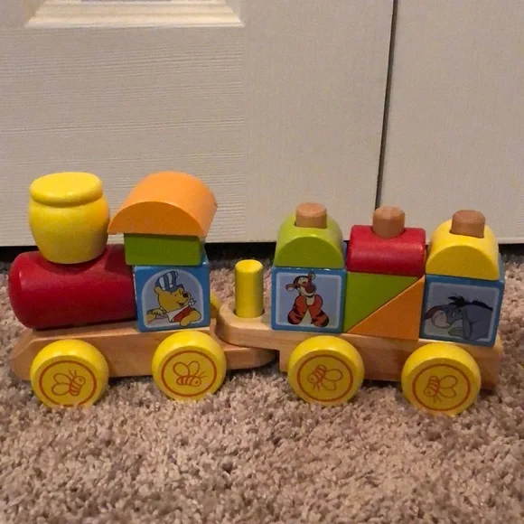 Melissa & Doug Wooden Winnie the Pooh Train - Yellow, Red, Green, Blue, Orange