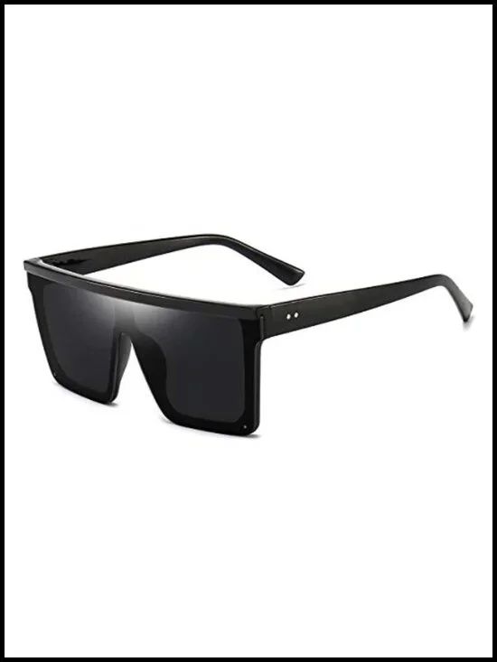 Oversized Square Flat Top Sunglasses UV400 Non-Polarized Shield
