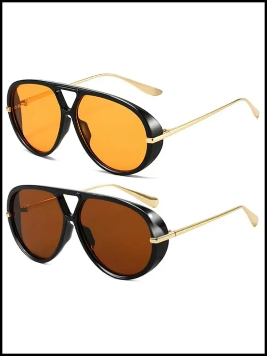 Oversized Aviator Sunglasses Retro Round Shield Vintage UV400