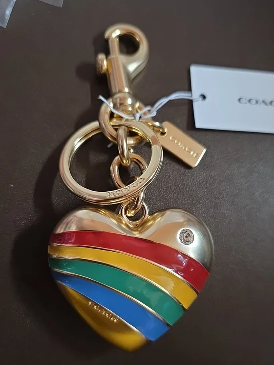 Coach Huge Heart Keychain Charm W/ Dog Clip Nwt