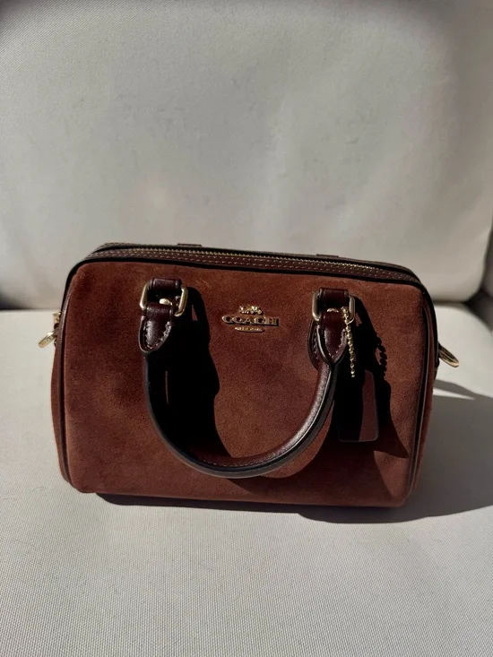 NWOT Coach Brown Suede Mini Rowan