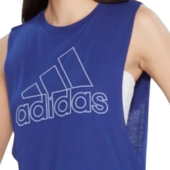 Adidas Women Royal Blue‎ Sleeveless Muscle Tank Top Ultimate 2.0 S P