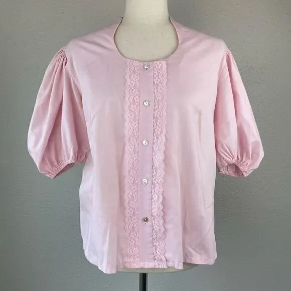 Vintage Pitchfork Brand Pink Button Down Shirt Size M EUC