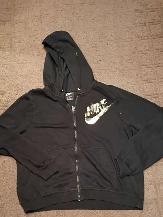 Nike Black Hoodie with Metallic Gold Swoosh