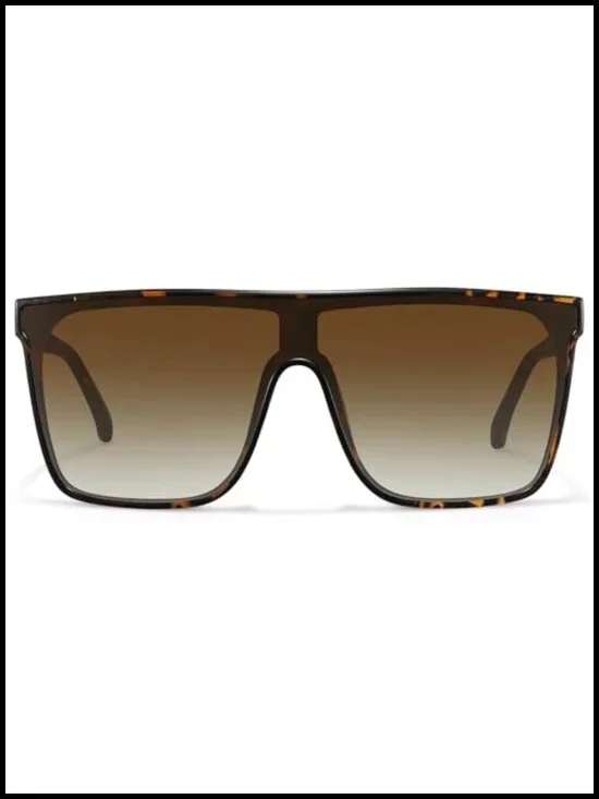 Retro Flat Top Shield Sunglasses UV Protection Oversized Square