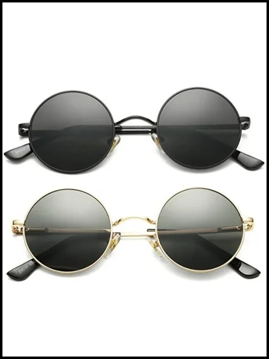Retro Round Polarized Sunglasses Small Rounded Sun Shades Metal Frame