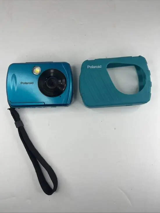 Polaroid iSO48N Waterproof Digital Camera TEAL With Case 16MP - TESTED WORKING