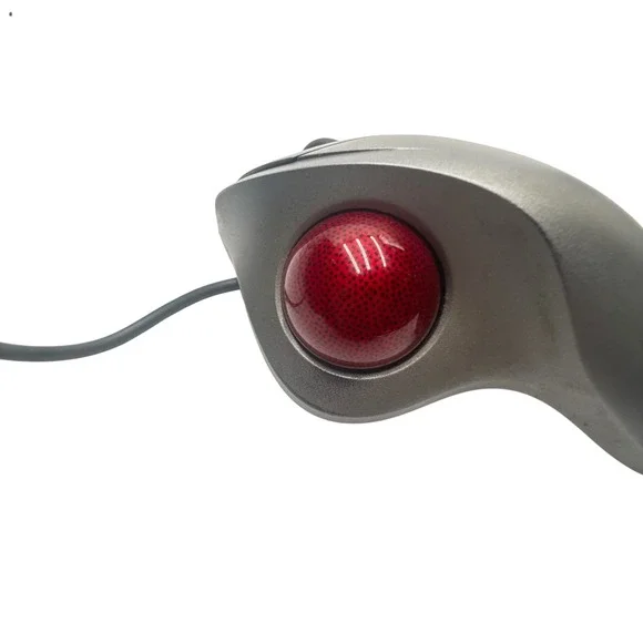 Logitech TrackMan Wheel Wired Optical Mouse Red Ball T-BB18 804360-1000‎ Silver