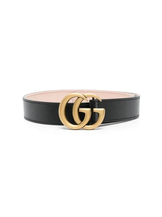 Gucci  Kids Black Leather GG Logo Buckle Belt