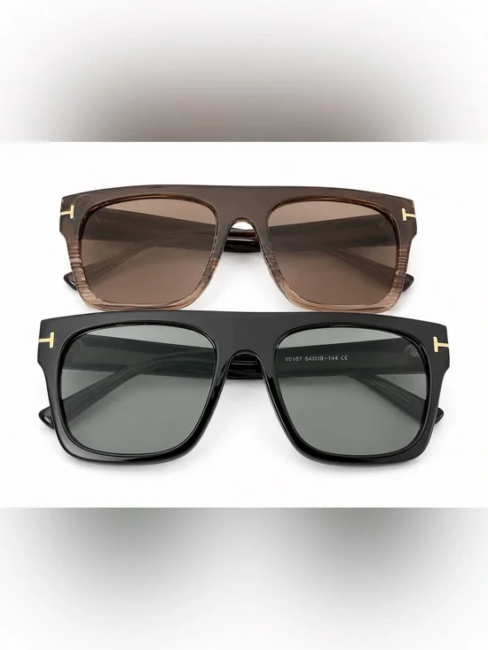 Women's Two-Tone Square Sunglasses and Blue Light Glasses — Black and Brown