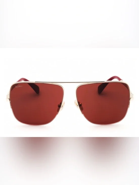 MaxMara Gold Frame Sunglasses with Burgundy Lenses