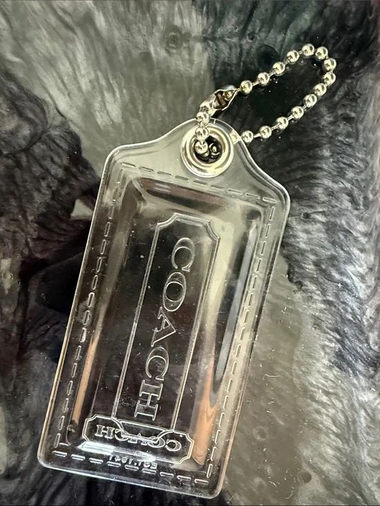 Coach Transparent Plastic hang Tag with Silver Ball Chain