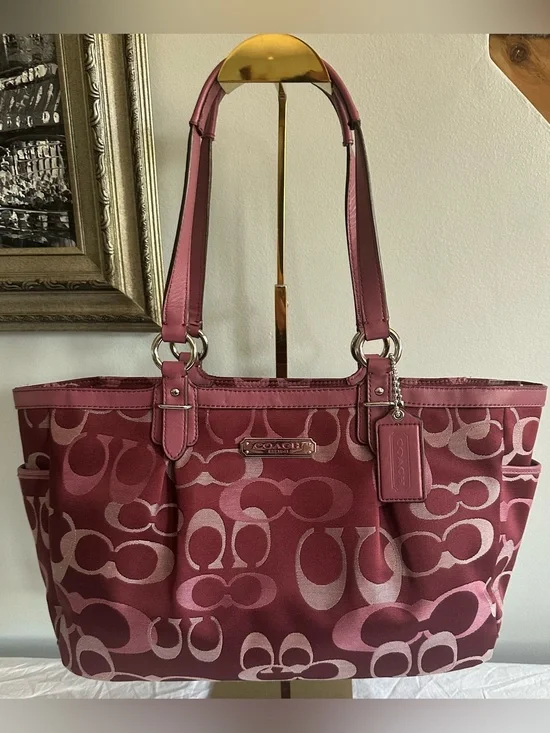 Coach Pink Gallery Optic Signature Y2K Tote