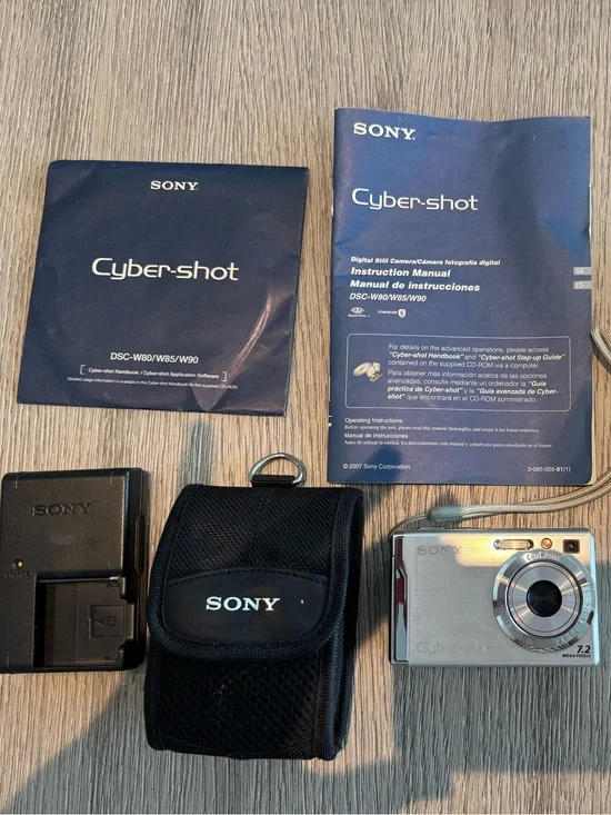 Sony Cyber-shot Compact Digital Camera in Silver with Black Accessories