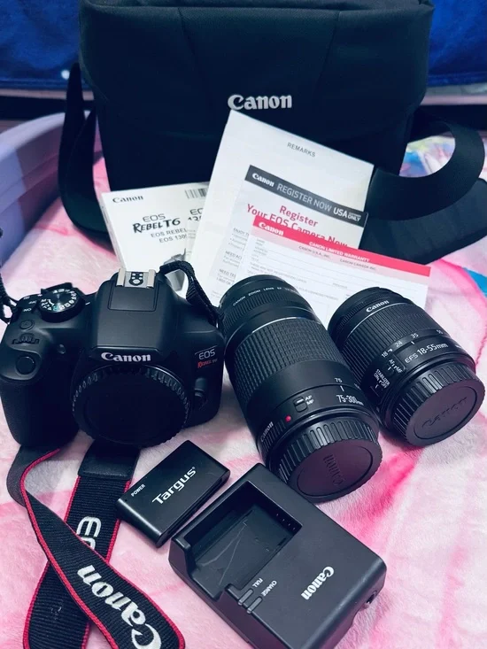 Canon EOS Rebel T6 DSLR Camera Kit in Black with Lenses