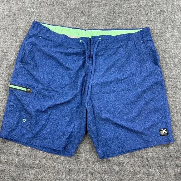 ZeroXposur Swim Trunks XXL Blue Patterned Stretch Board‎ Shorts Mens