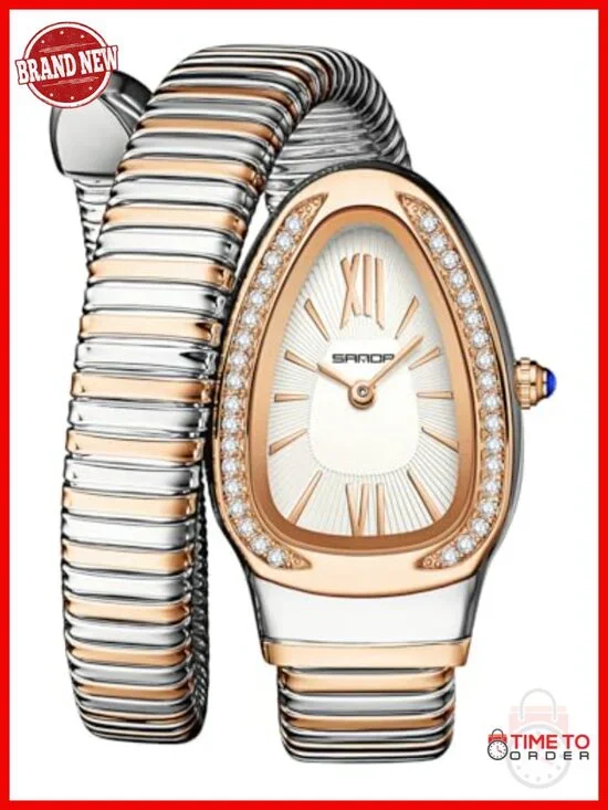 Elegant Snake Bracelet Watch for Women, Wrap Around Bangle Wristwatch,