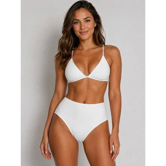 SKIMS Swim White  High Waisted Bottom Size M NEW