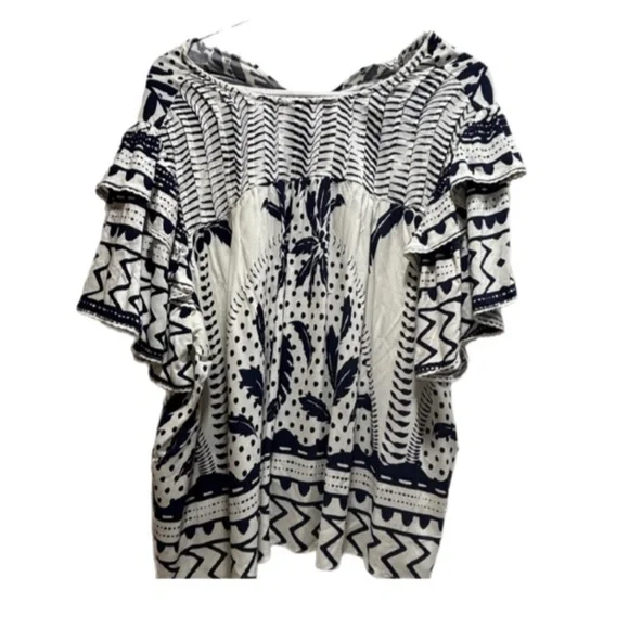 Rose & Olive Navy and White Blouse