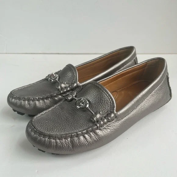 Coach Arlene silver Slip On Driving Loafers Flats Size 6B
