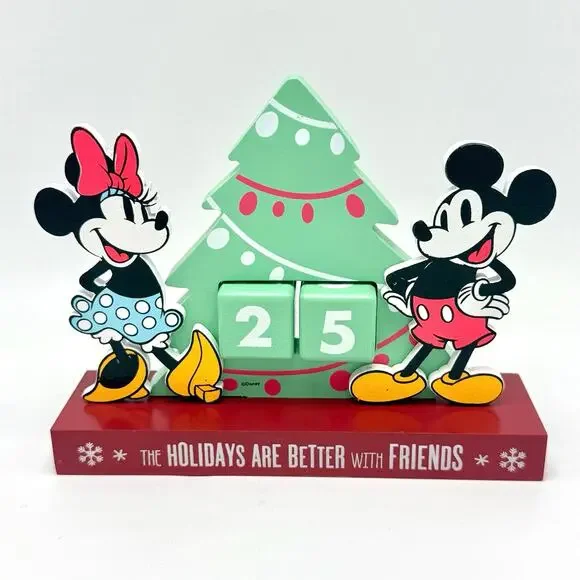 Disney Mickey Minnie Perpetual Advent Calendar Wood Blocks Christmas Countdown