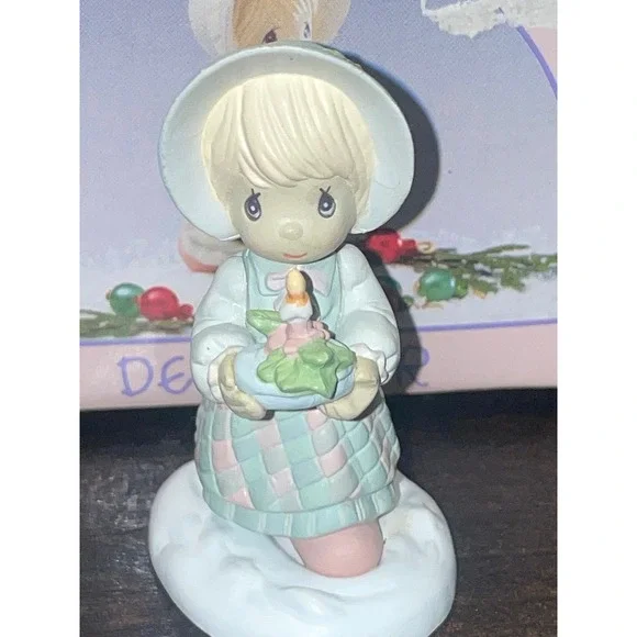 Enesco Precious Moments December Girl With Candle Figurine 1989 Samuel J Butcher