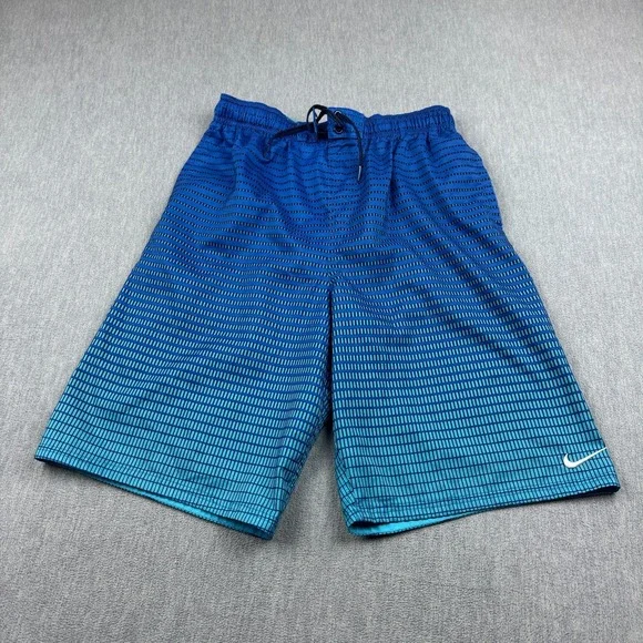 Nike Shorts Mens Medium‎ Blue Continuum Striped Swimming Board Trunks Beach