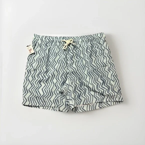 RSQ‎ Swim Trunks Men Medium Aqua Zig Zag Pattern 5